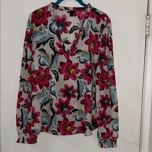 Ann Taylor Floral Blouse - Pink and Blue